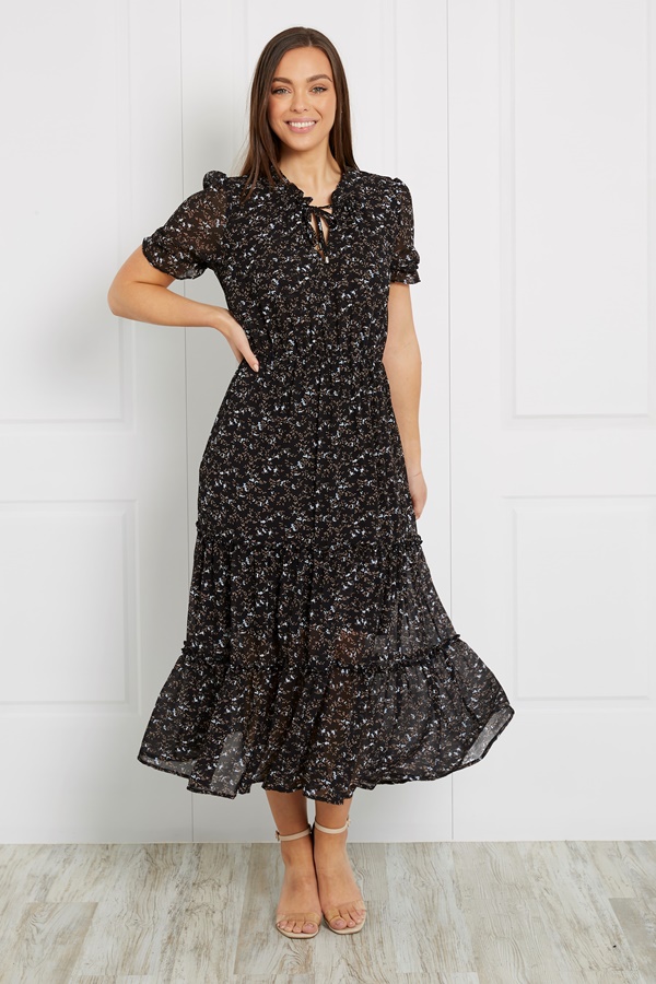 FLORAL FRILL MAXI DRESS FLORAL FRILL MAXI DRESS
