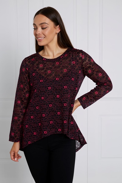 FLORAL HI LOW HEM TOP