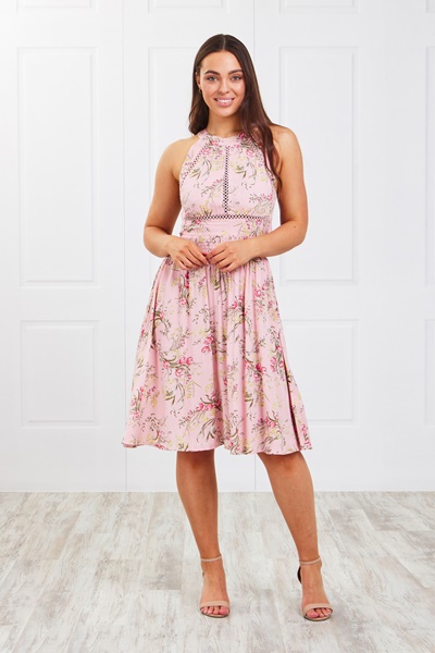 Floral High Neck Dress