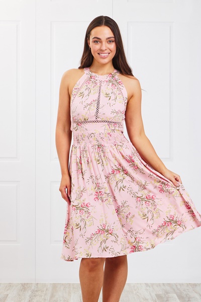 Floral High Neck Dress