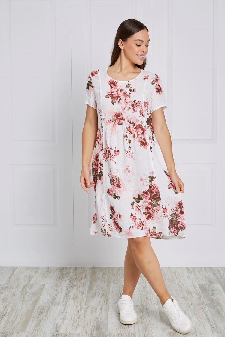 FLORAL LINEN DRESS
