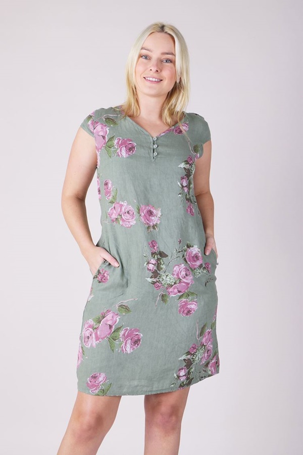 FLORAL LINEN SHIFT DRESS FLORAL LINEN SHIFT DRESS