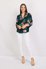 FLORAL MANDARIN COLLAR BLOUSE