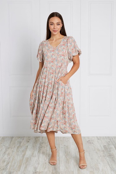 FLORAL MIDI DAY DRESS