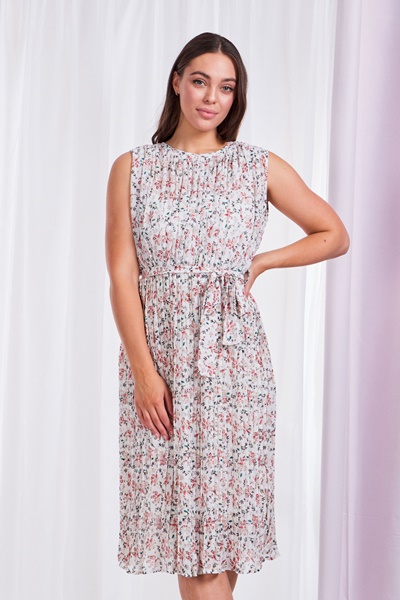FLORAL PLEATED DRESS