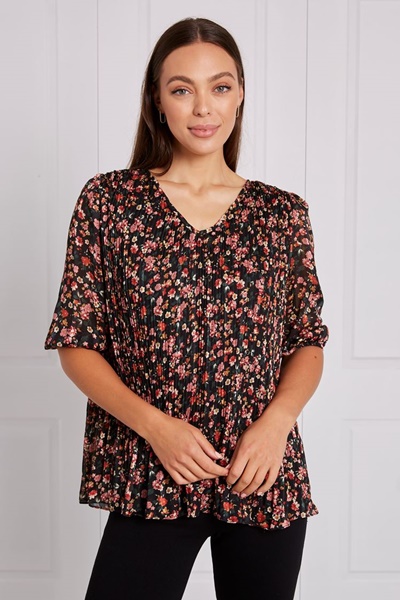 FLORAL PLEATED TOP