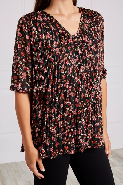 FLORAL PLEATED TOP