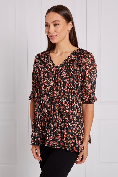 FLORAL PLEATED TOP