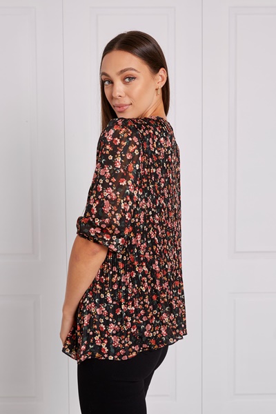 FLORAL PLEATED TOP