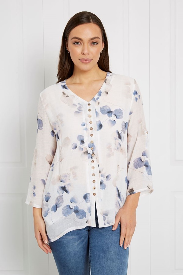 FLORAL PRINT BUTTON FRONT TOP FLORAL PRINT BUTTON FRONT TOP
