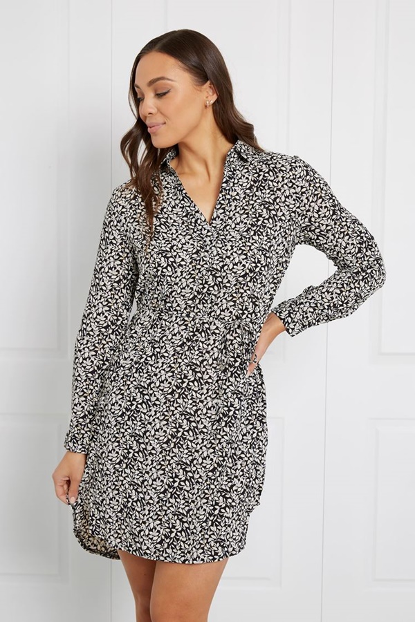 FLORAL PRINT SHIRT DRESS FLORAL PRINT SHIRT DRESS