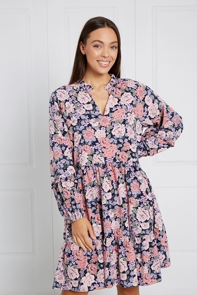 FLORAL RUFFLE HEM SHORT DRESS