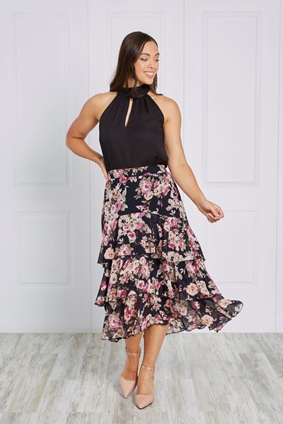 floral skirt midi