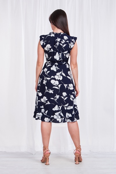 FLORAL TIE WAIST TEA DRESS