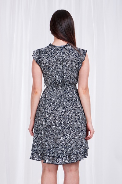 FLORAL TIE WAIST TEA DRESS