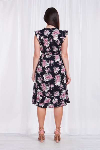 FLORAL TIE WAIST TEA DRESS