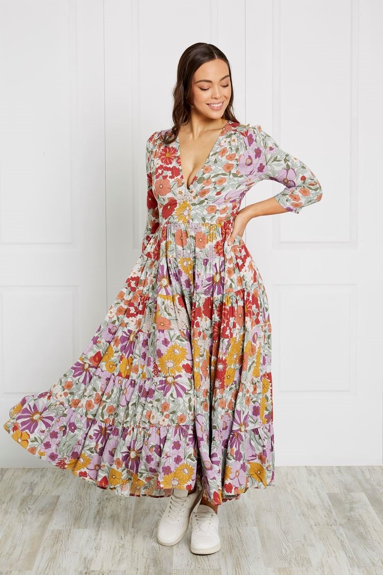 FLORAL TIERED MAXI DRESS