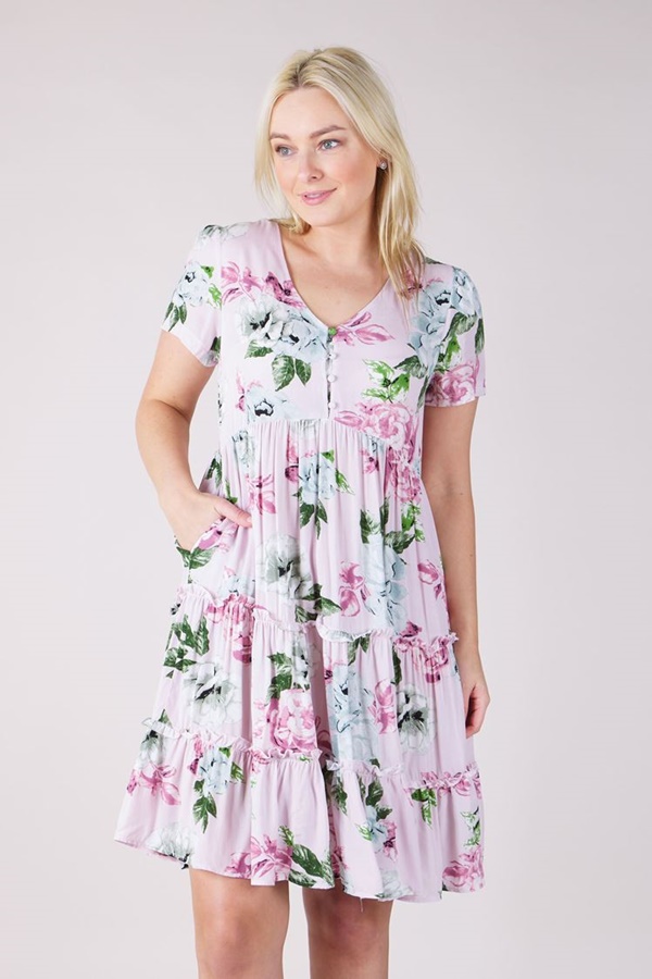 FLORAL TIERED SHORT DRESS