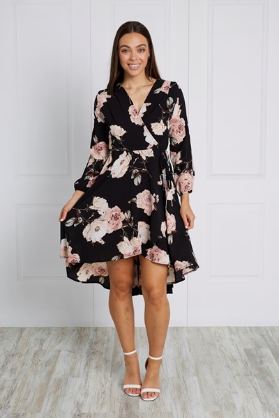 FLORAL WRAP DRESS