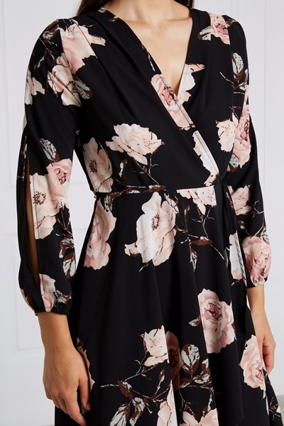 FLORAL WRAP DRESS