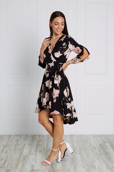 FLORAL WRAP DRESS