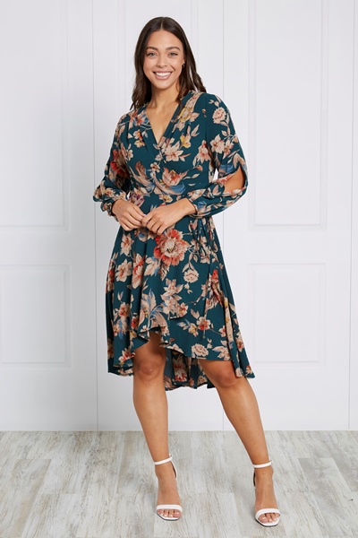 FLORAL WRAP DRESS