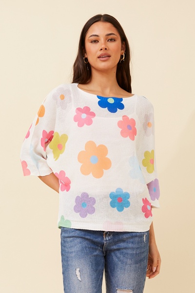 FLORELLA FLORAL KNIT TOP