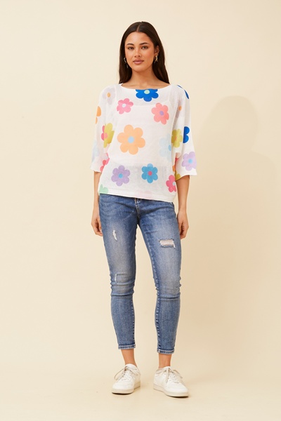 FLORELLA FLORAL KNIT TOP