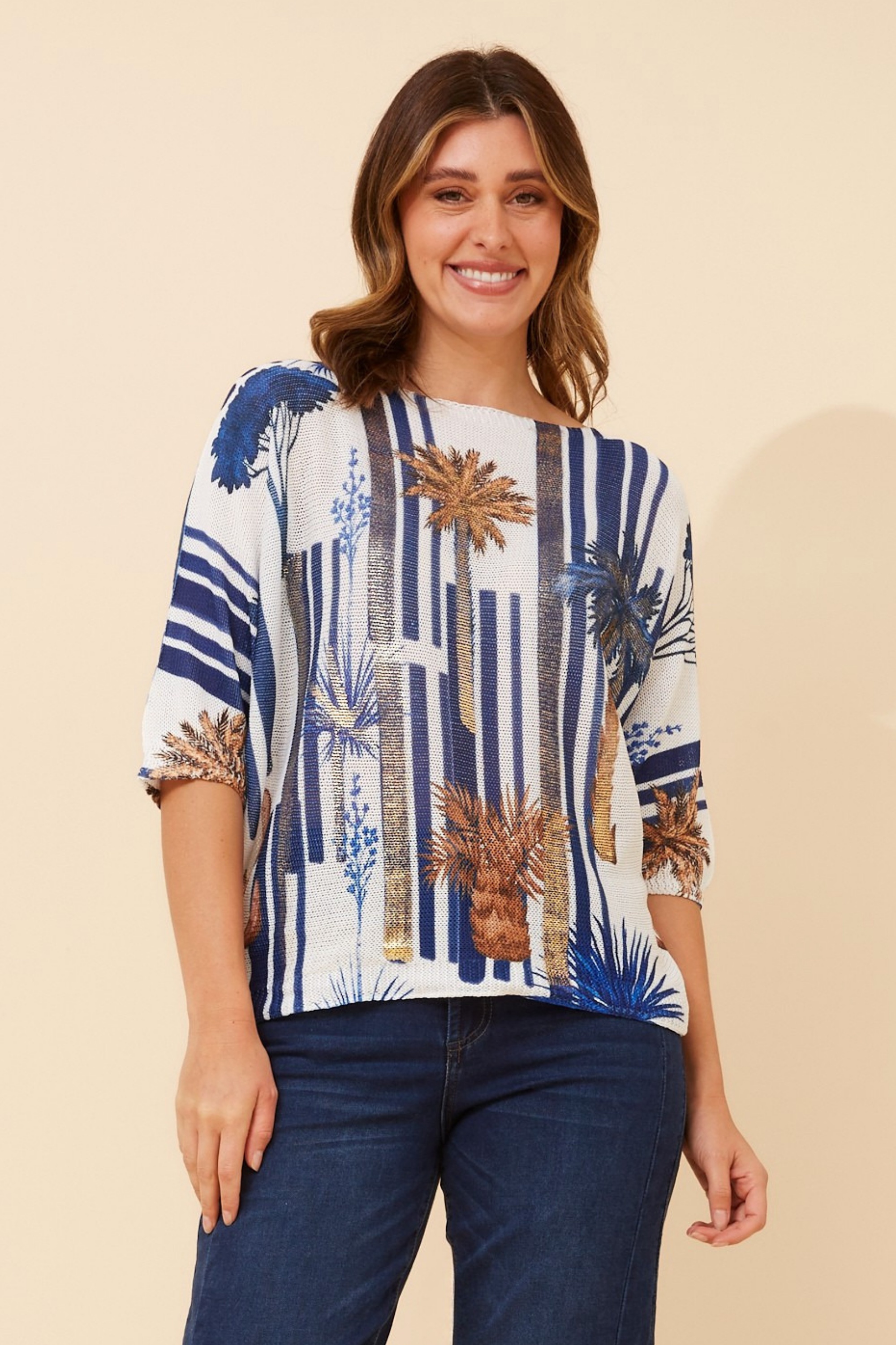 FLORELLA PALM TREE PRINT PULLOVER