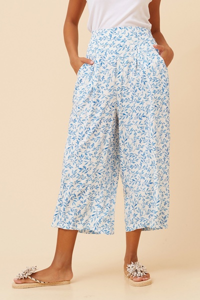 FLORIE LEAF PRINT CULOTTE PANTS