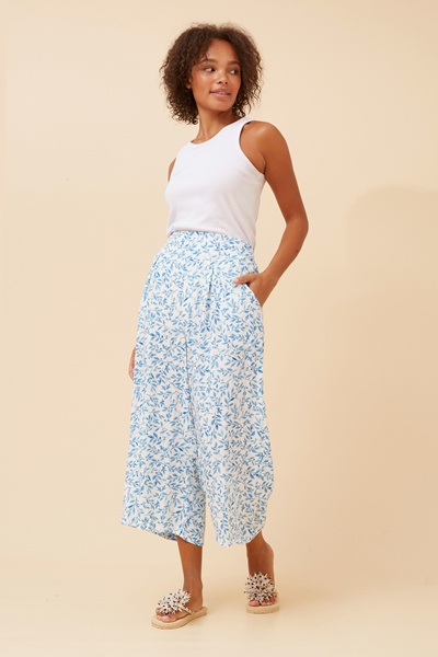 FLORIE LEAF PRINT CULOTTE PANTS