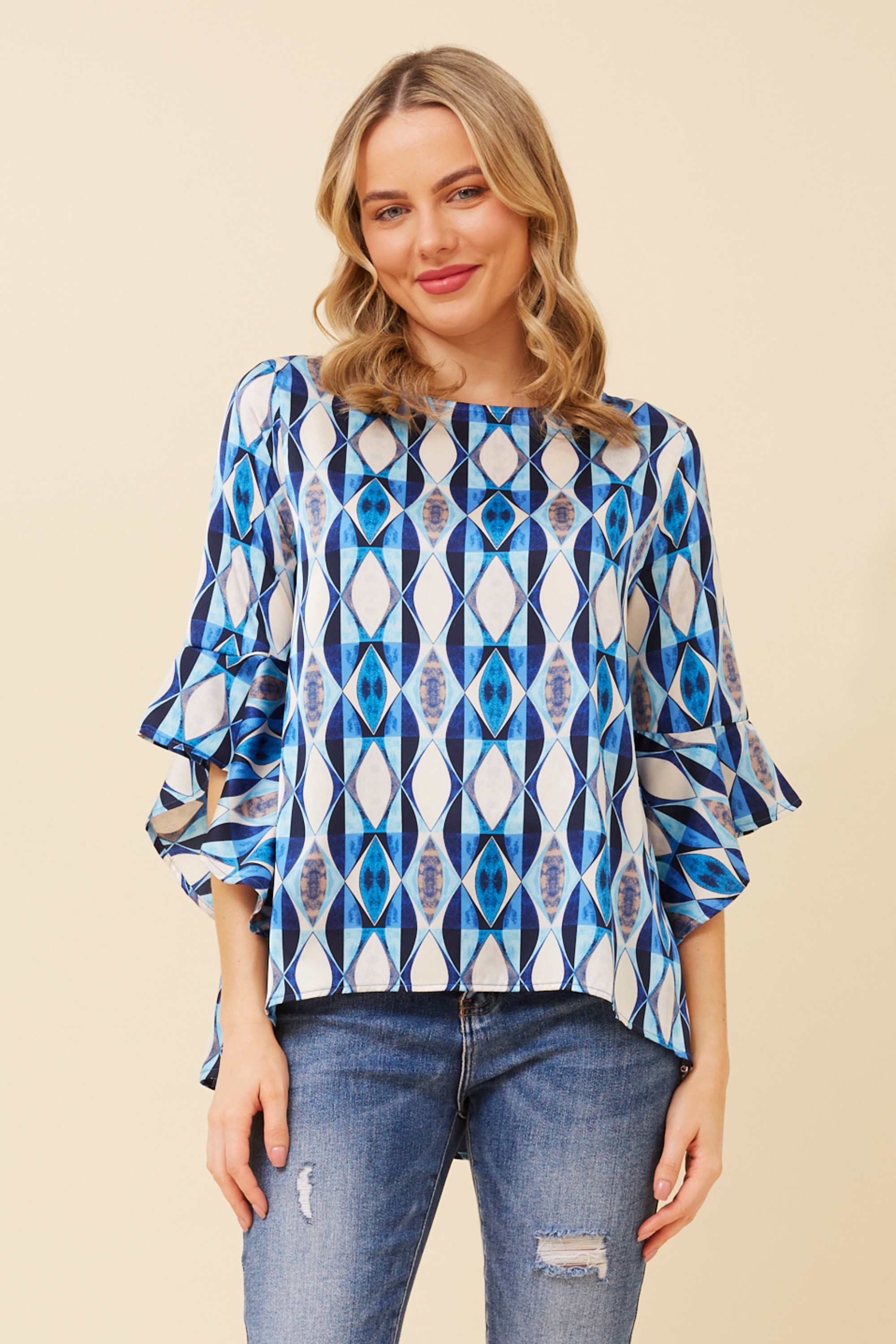 FOREVER ABSTRACT PRINT BLOUSE