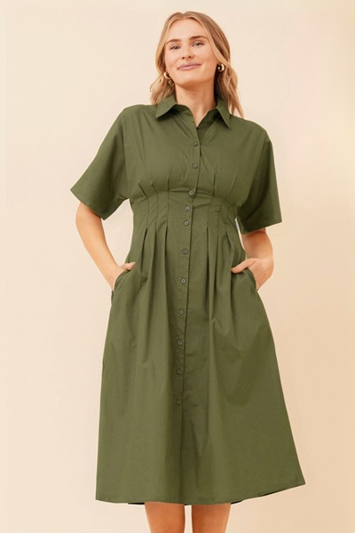 FRANCETTE SOLID SHIRT DRESS