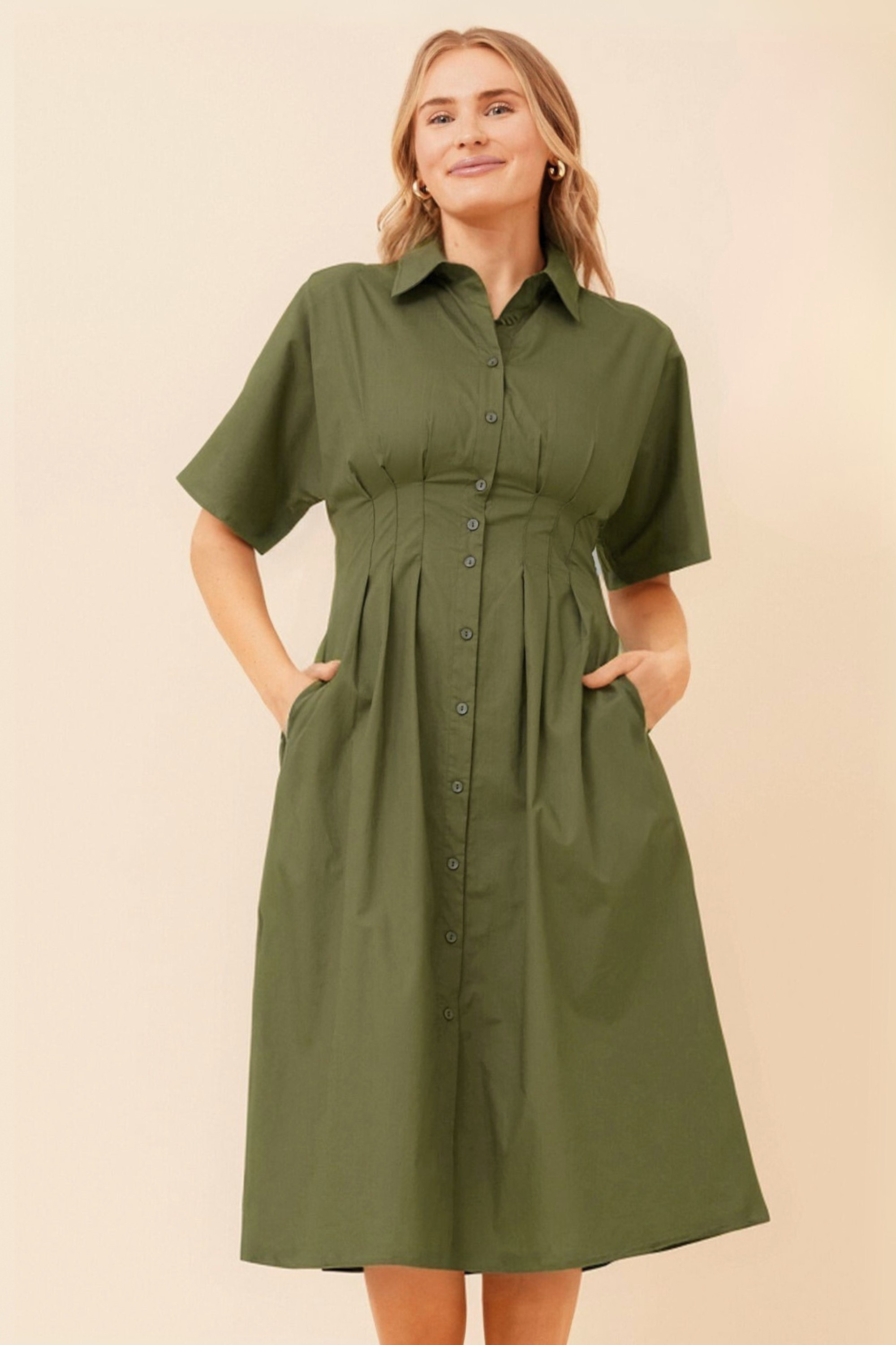 FRANCETTE SOLID SHIRT DRESS