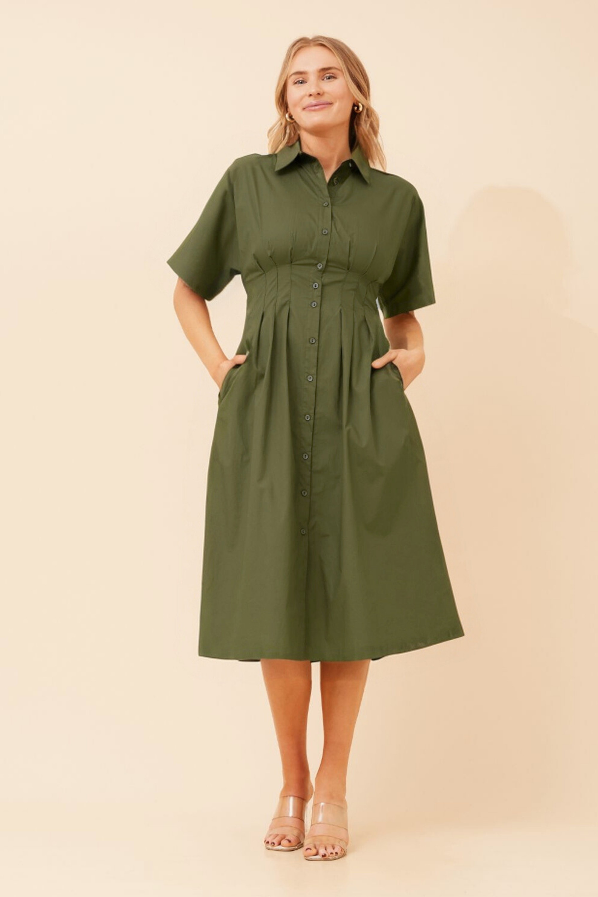 FRANCETTE SOLID SHIRT DRESS