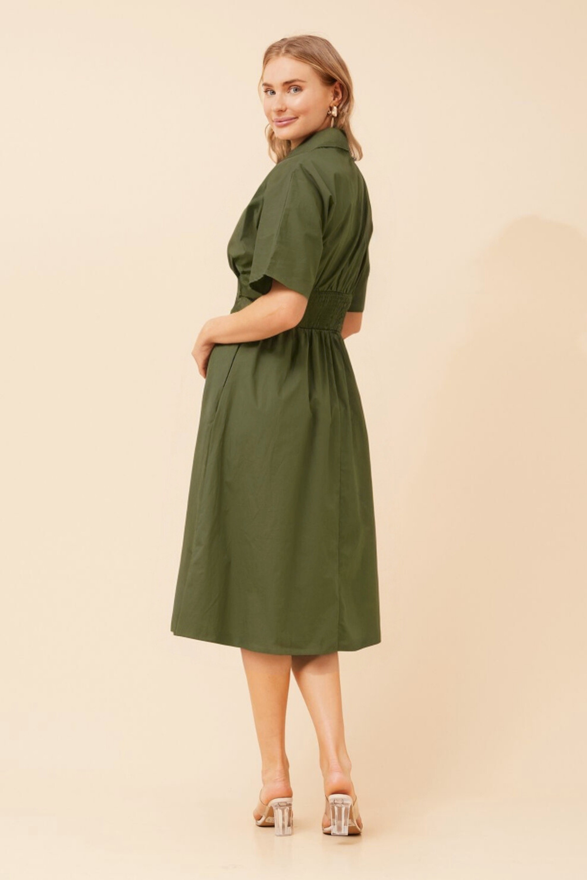 FRANCETTE SOLID SHIRT DRESS