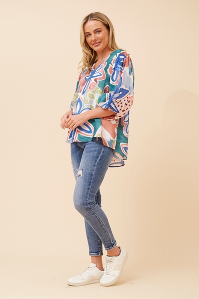 FRANKLYN ABSTRACT PRINT BLOUSE