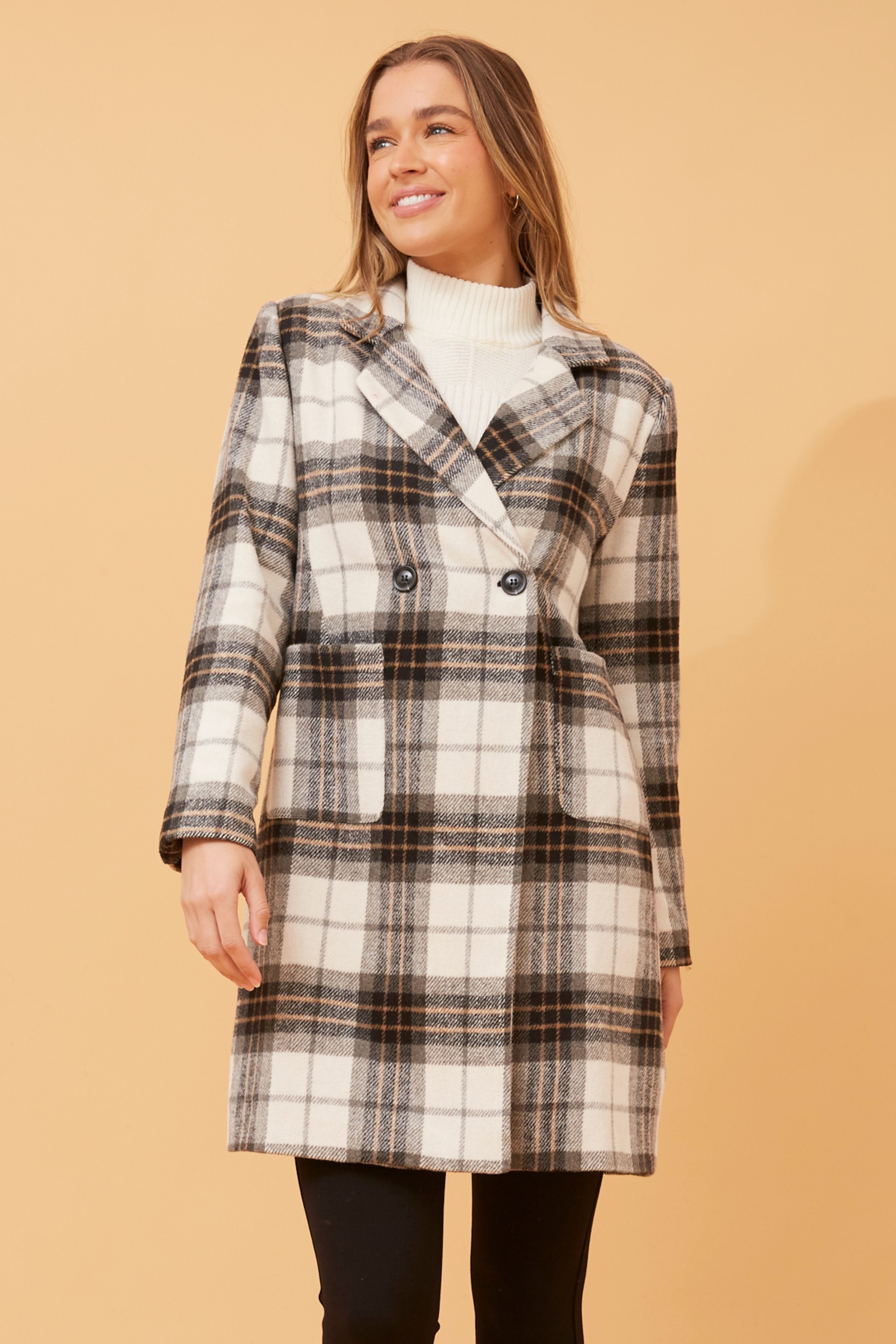 Fraser check coat Buy Online Femme Connection