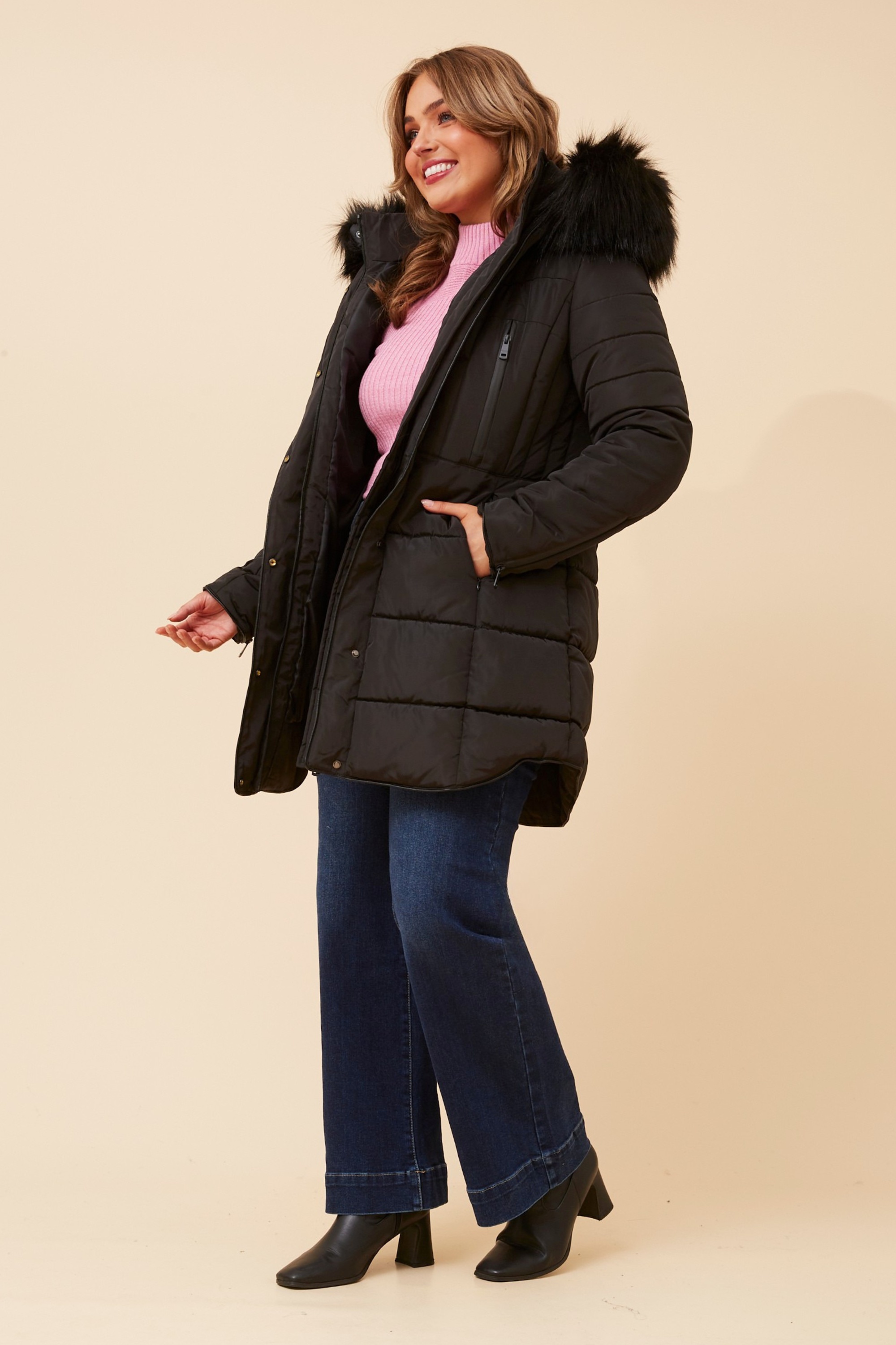 FREYA FAUX FUR PUFFER COAT