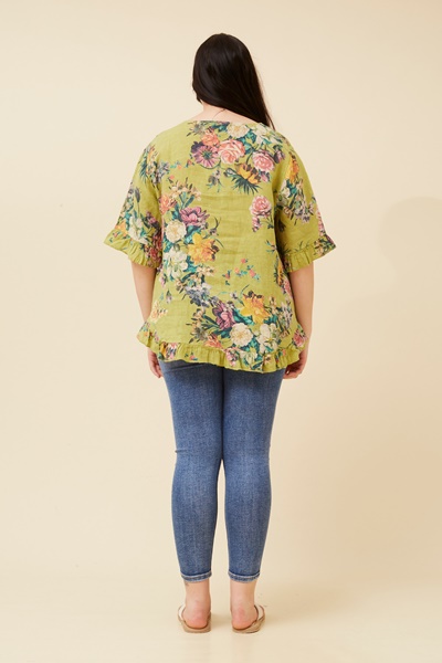 FRILA FLORAL LINEN TOP