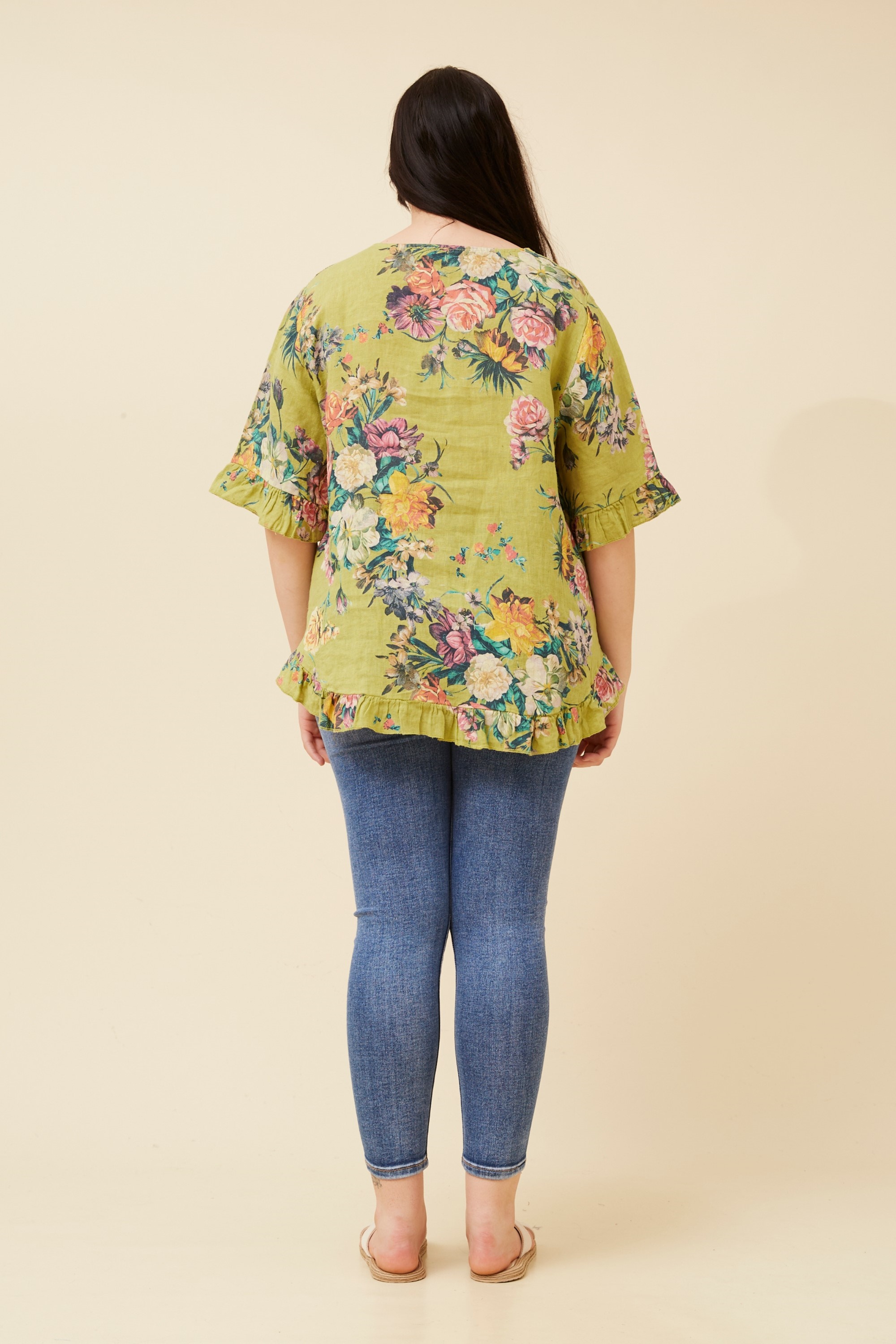 FRILA FLORAL LINEN TOP