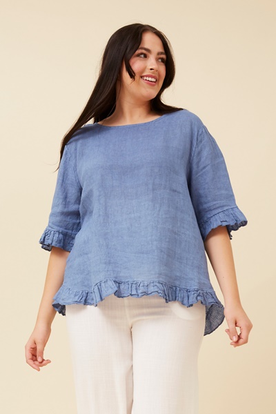 FRILA SOLID LINEN TOP