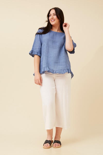 FRILA SOLID LINEN TOP