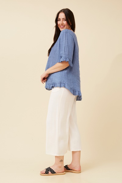 FRILA SOLID LINEN TOP