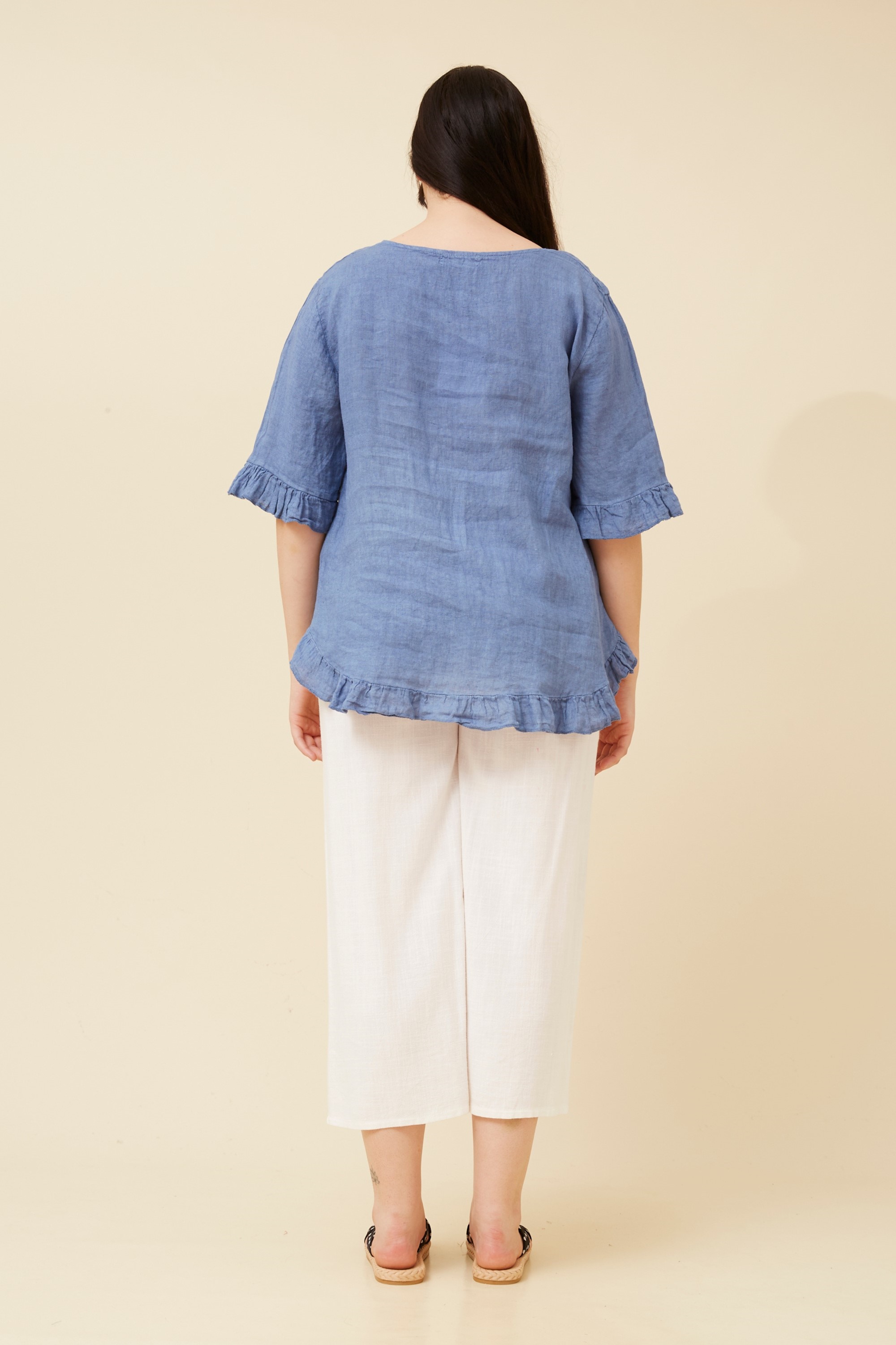 FRILA SOLID LINEN TOP