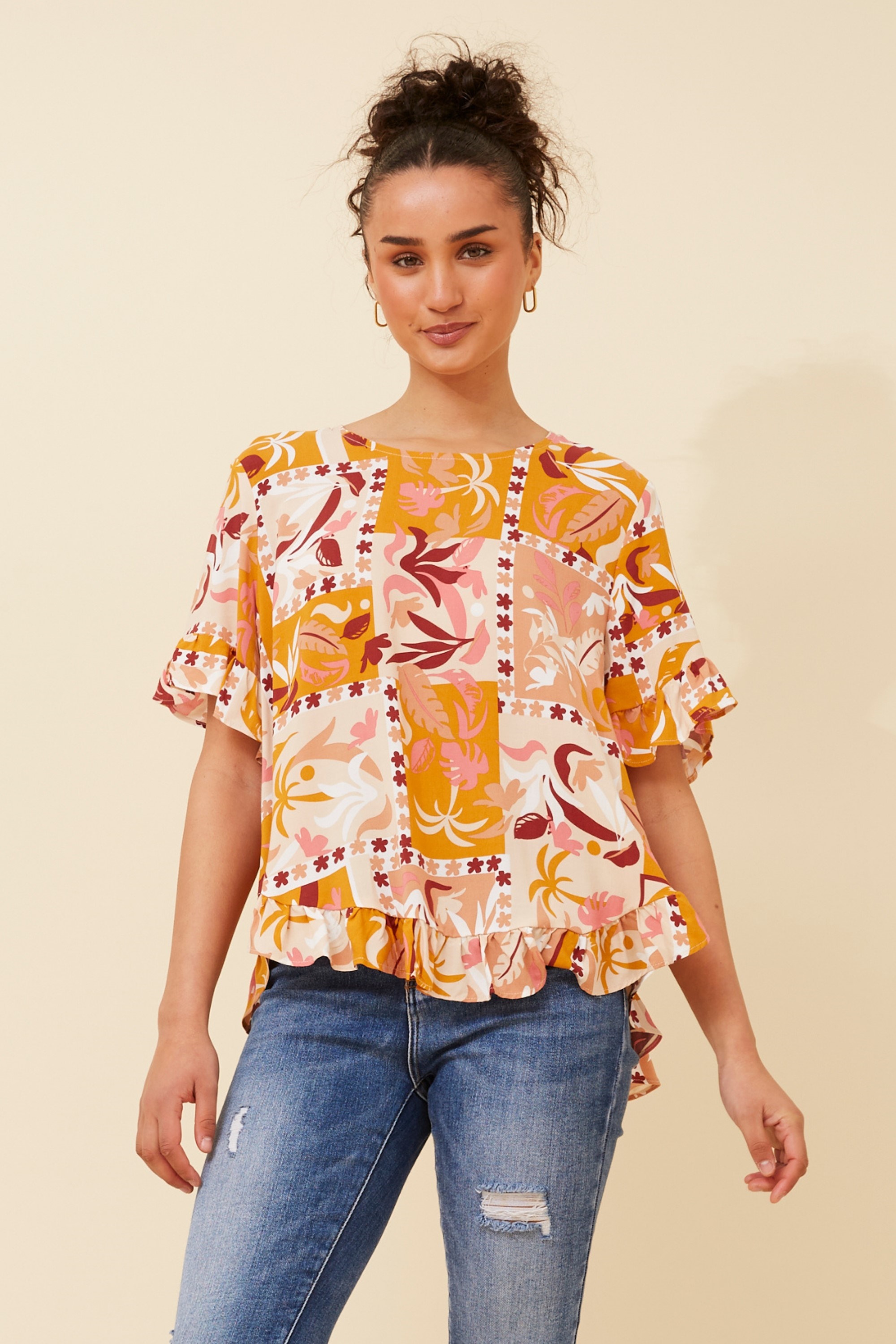 FRILA TROPICAL PRINT TOP