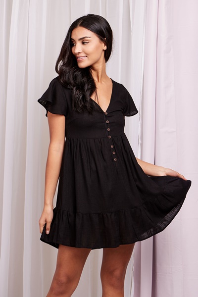 Frill hem tea dress