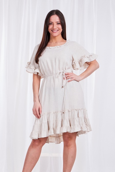 Frill linen dress