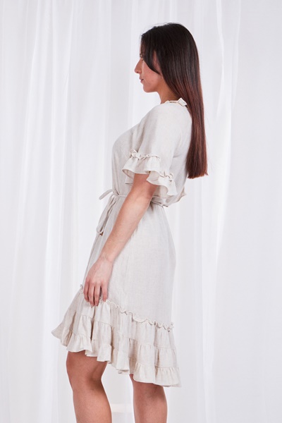 Frill linen dress