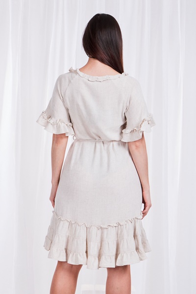 Frill linen dress